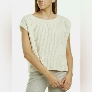 Eileen Fisher Bone Bateau Neck sleeveless tank Knit Top vest cotton nylon nwt 1x